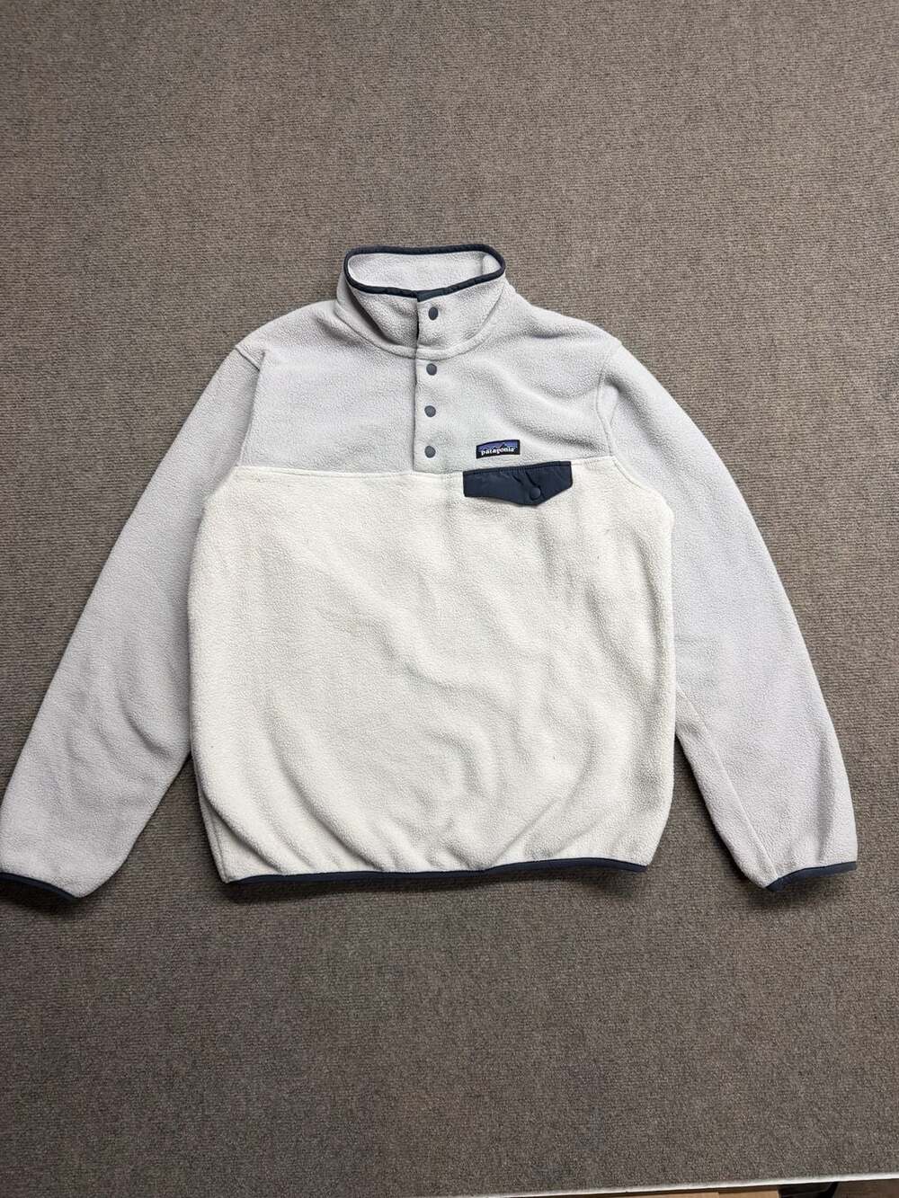 Patagonia Synchilla Snap-T Fleece Pullover Size M Off White Gray
